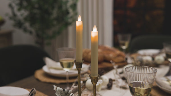 Luminara Ivory Flameless Candle Tapers - Flat Top - 6.75" Height - Set Of 2