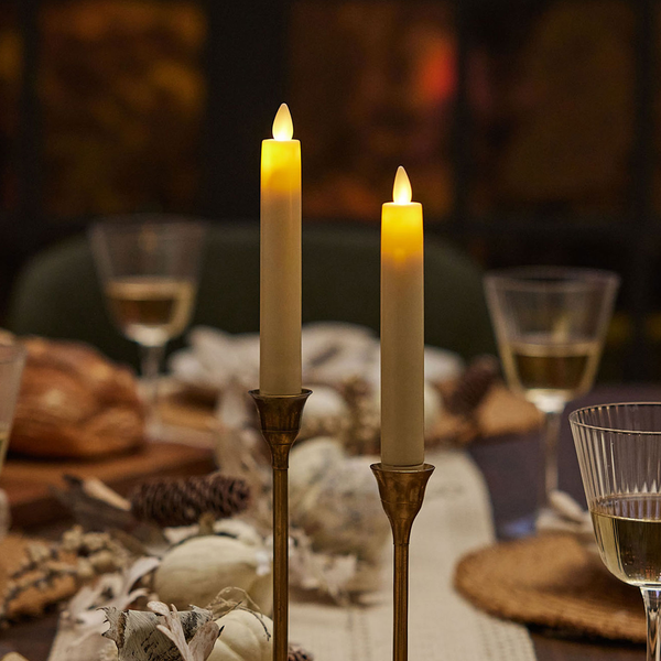 Luminara Ivory Flameless Candle Tapers - Flat Top - 6.75" Height - Set Of 2