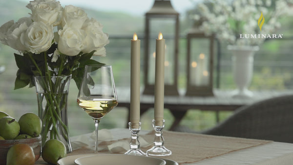 Luminara Ivory Flameless Candle Tapers - Melted Top - 9.5" Height - Set Of 2