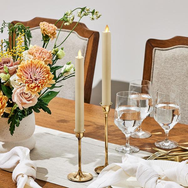 Luminara Ivory Flameless Candle Tapers - Melted Top - 9.5" Height - Set Of 2