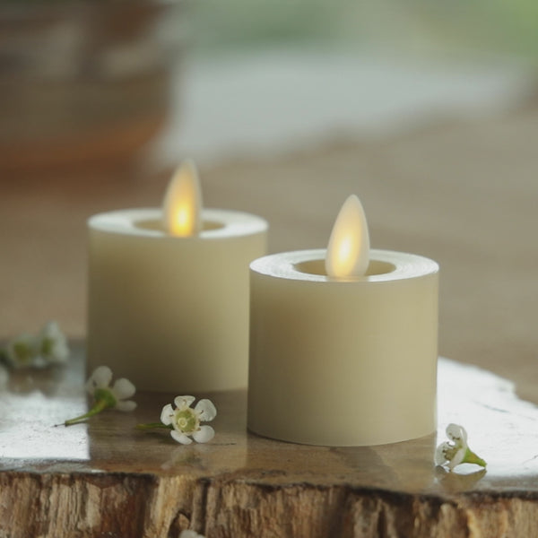 Luminara Ivory Flameless Candle Tealights - Recessed Top - Set Of 2