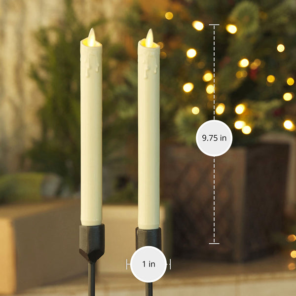 Luminara Ivory Wax Drip Flameless Candle Tapers - Scallop Top - Set Of 2