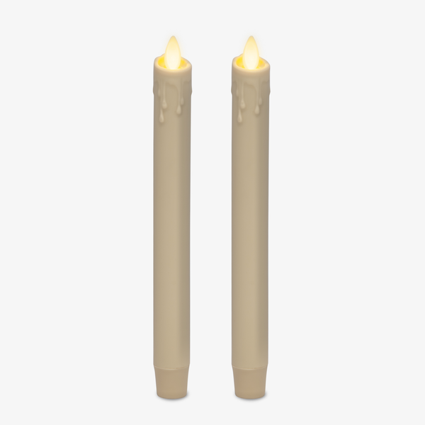 Luminara Ivory Wax Drip Flameless Candle Tapers - Scallop Top - Set Of 2