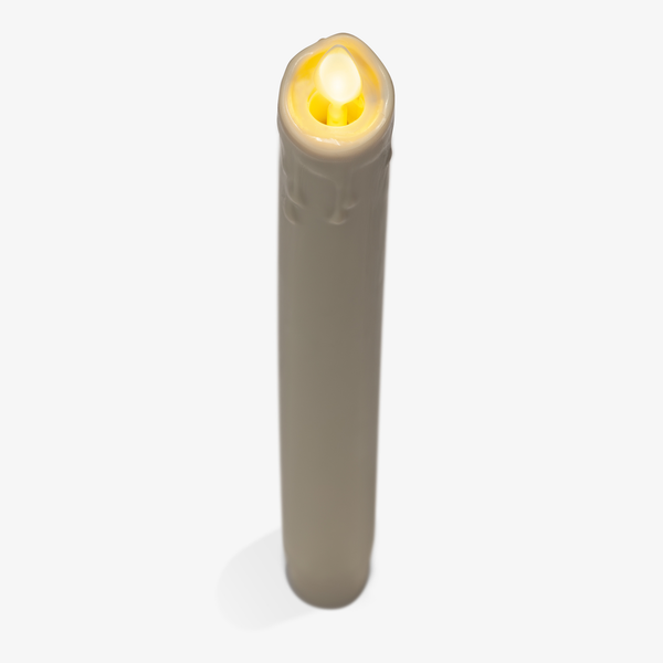 Luminara Ivory Wax Drip Flameless Candle Tapers - Scallop Top - Set Of 2