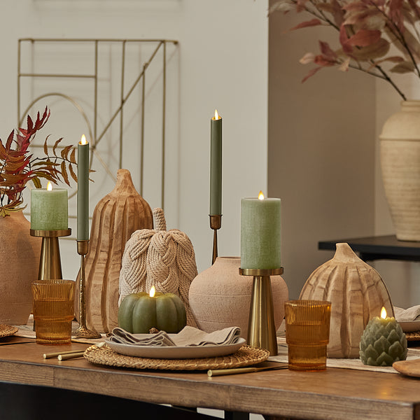 Luminara Loden Green Chalky Flameless Candle Artichoke