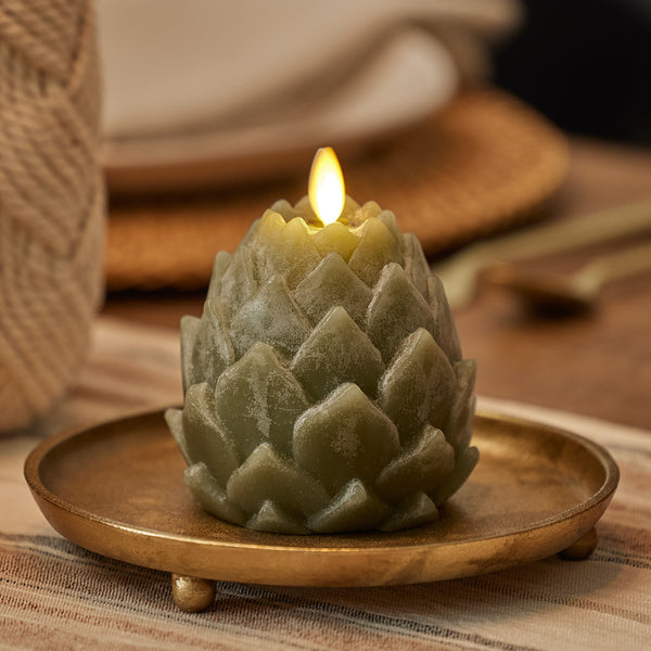 luminara Loden Green Chalky Flameless Candle Artichoke