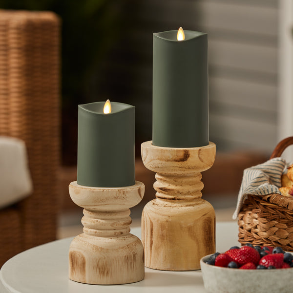 Luminara Loden Green Outdoor Flameless Candle Pillar