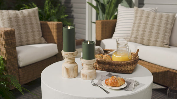 Luminara Loden Green Outdoor Flameless Candle Pillar