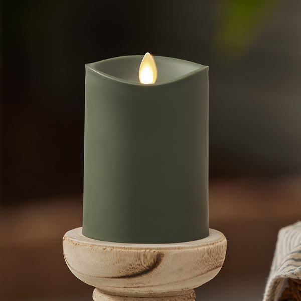 luminara Loden Green Outdoor Flameless Candle Pillar