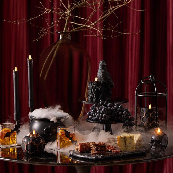 Luminara Black Flameless Candle Perching Crow