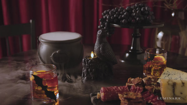 Luminara Black Flameless Candle Perching Crow