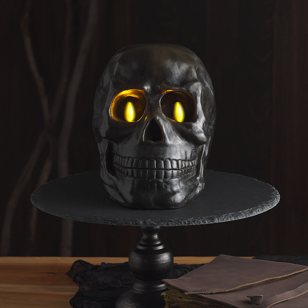 Luminara Black Large Flameless Candle Skull