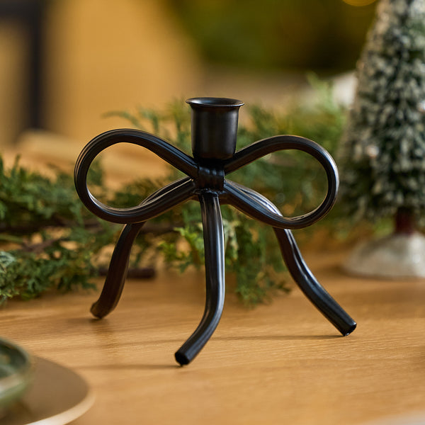 luminara Black Metal Bow Taper Holder