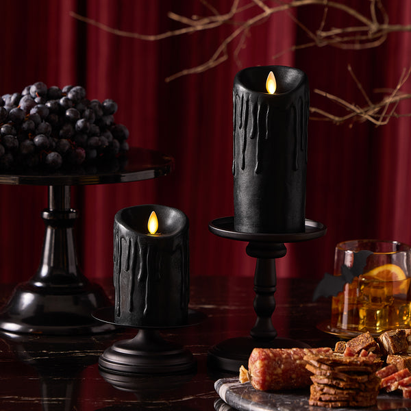 Luminara Black Wax Drip Flameless Candle Pillar