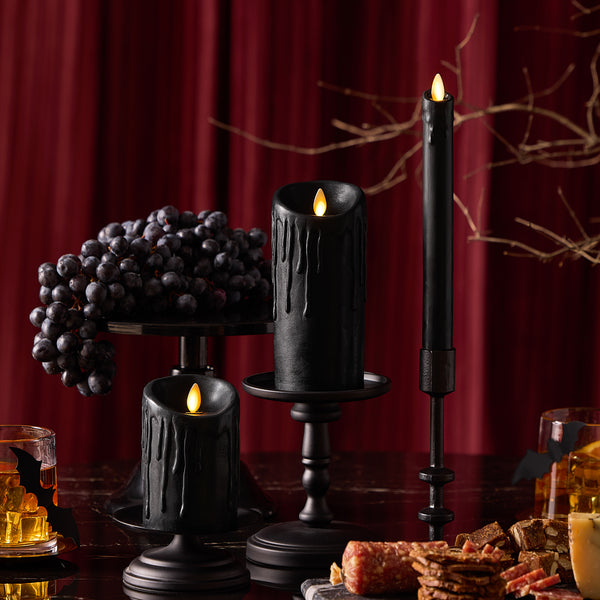 Luminara Black Wax Drip Flameless Candle Pillar