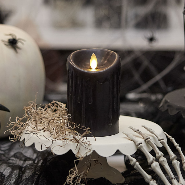 luminara Black Wax Drip Flameless Candle Pillar luminara Black Wax Drip Flameless Candle Pillar