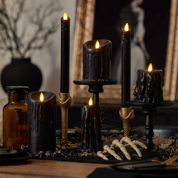 Luminara Black Wax Drip Flameless Candle Taper