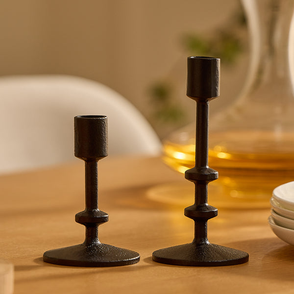 Luminara Black Wrought Iron Modern Taper Holders