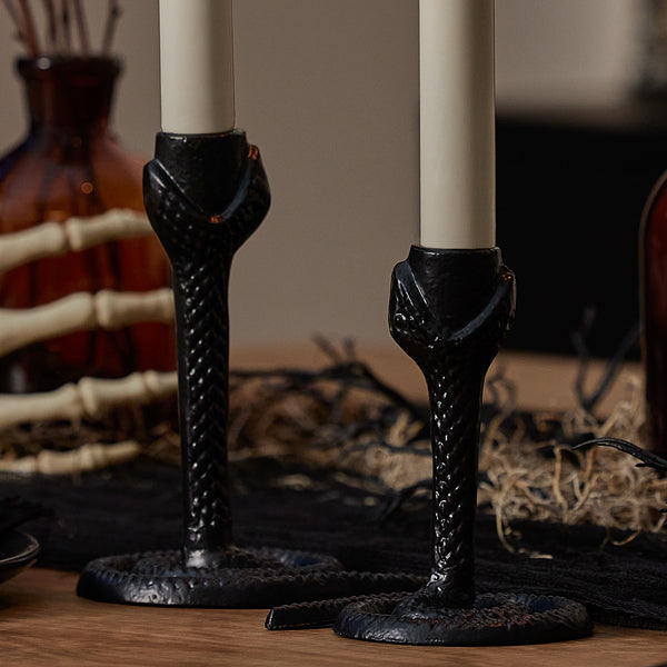 Luminara Black Wrought Iron Snake Taper Holder