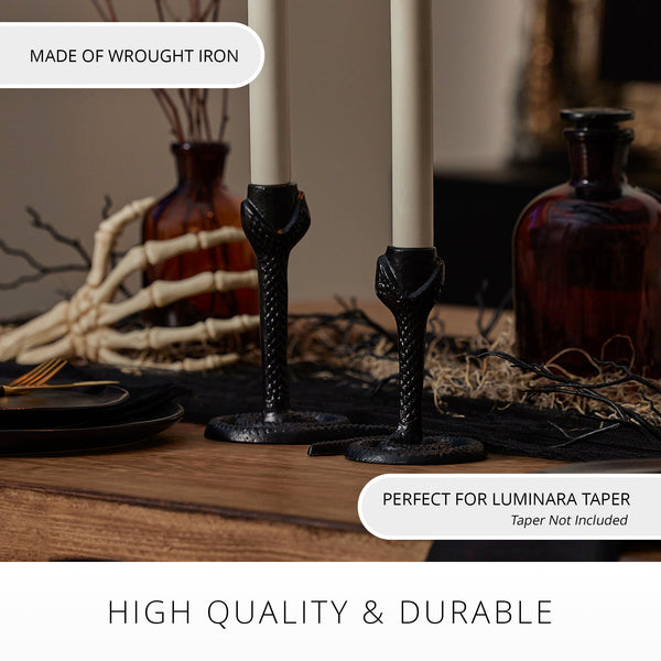 Luminara Black Wrought Iron Snake Taper Holder