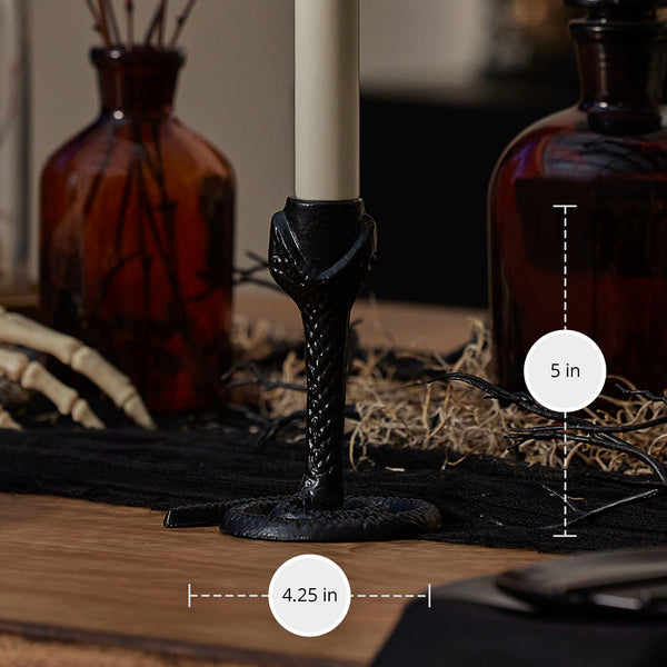 Luminara Black Wrought Iron Snake Taper Holder