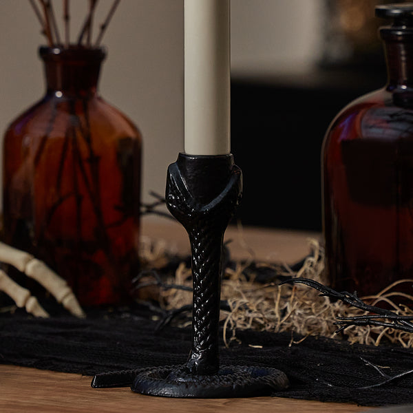 luminara Black Wrought Iron Snake Taper Holder