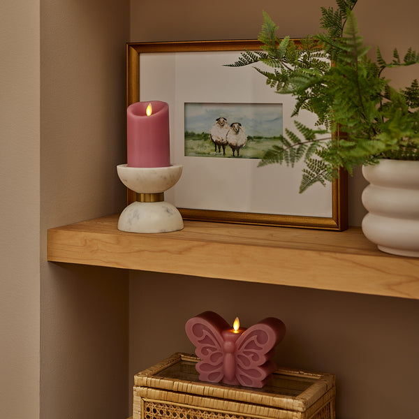 Luminara Blooming Mauve Flameless Candle Butterfly