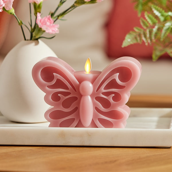 luminara Blooming Mauve Flameless Candle Butterfly