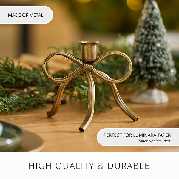 Luminara Brass Metal Bow Taper Holder
