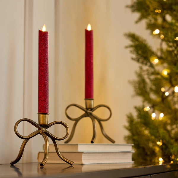 Luminara Brass Metal Bow Taper Holder