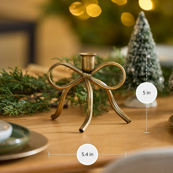 Luminara Brass Metal Bow Taper Holder
