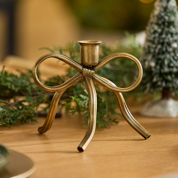 luminara Brass Metal Bow Taper Holder