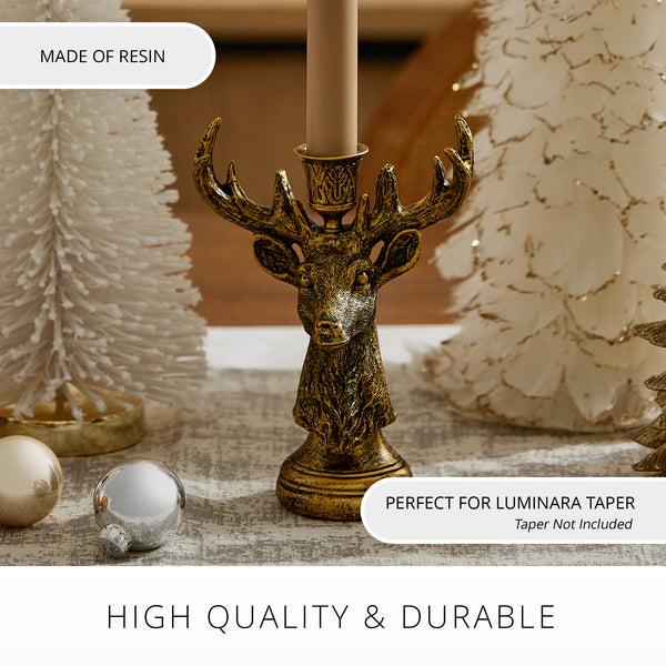 Luminara Brass Reindeer Taper Holder