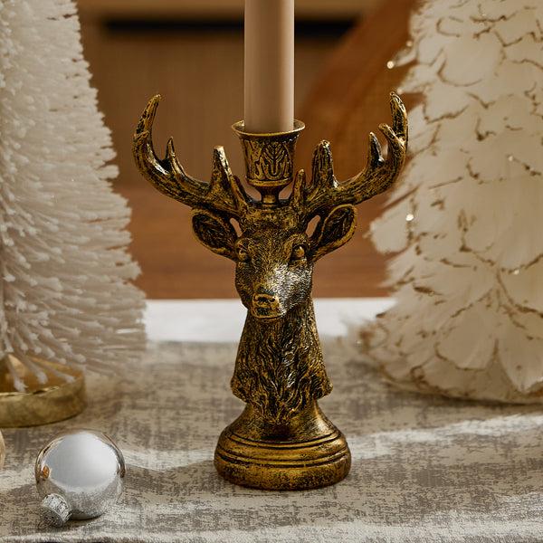 luminara Brass Reindeer Taper Holder