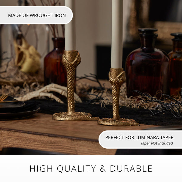 Luminara Brass Wrought Iron Snake Taper Holder