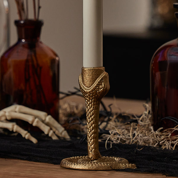 luminara Brass Wrought Iron Snake Taper Holder