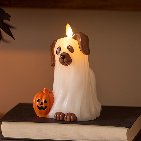 luminara Bright White Flameless Candle Ghost Dog