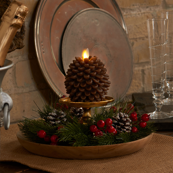 Luminara Brown Flameless Candle Pinecone