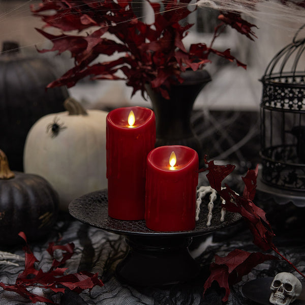 Luminara Burgundy Wax Drip Flameless Candle Pillar