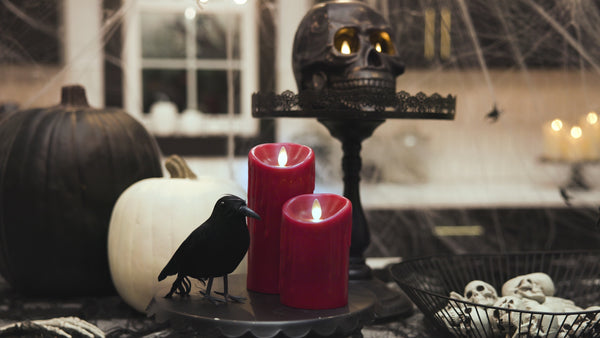 Luminara Burgundy Wax Drip Flameless Candle Pillar