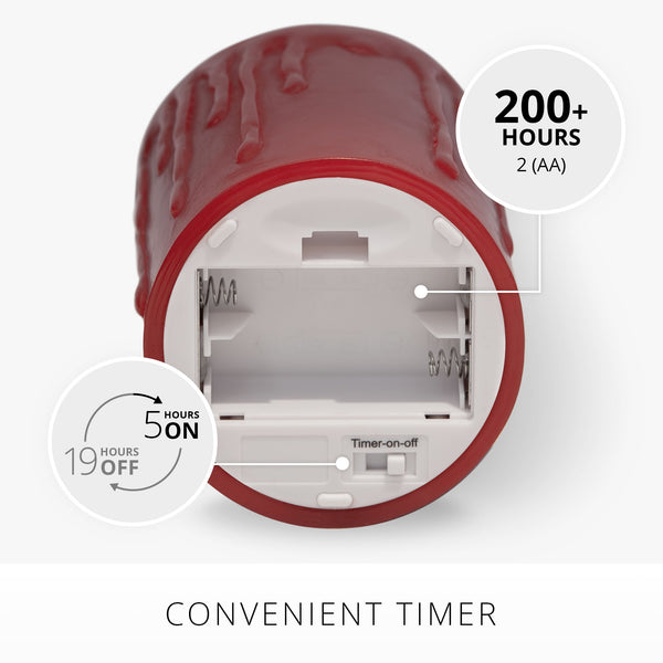 Luminara Burgundy Wax Drip Flameless Candle Pillar