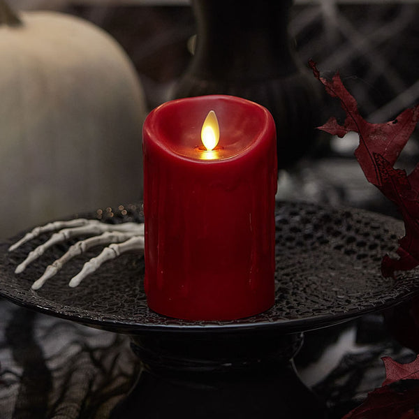 luminara Burgundy Wax Drip Flameless Candle Pillar luminara Burgundy Wax Drip Flameless Candle Pillar