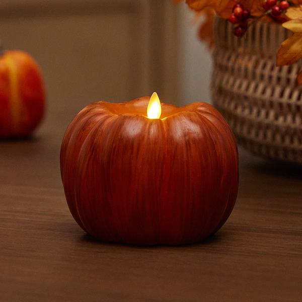 luminara Burnt Orange Flameless Candle Pumpkin