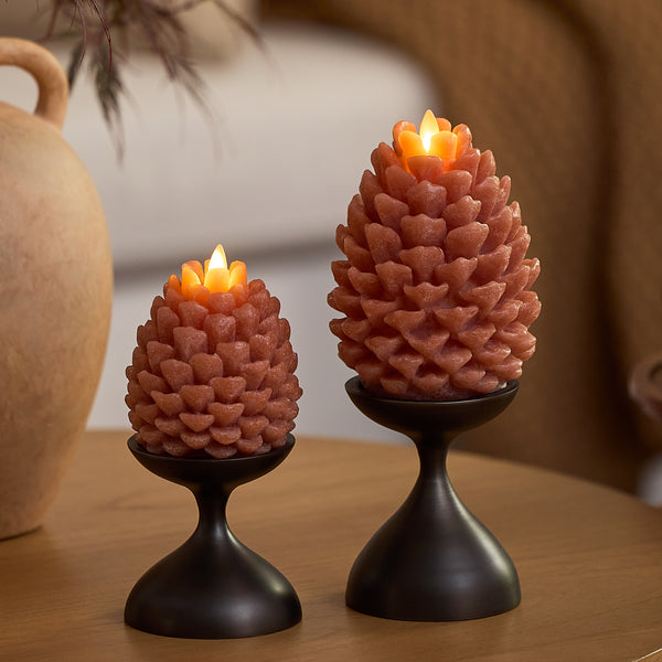 Luminara Caramel Café Flameless Candle Pinecones