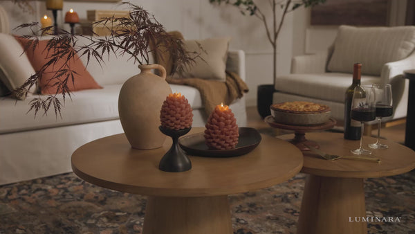 Luminara Caramel Café Flameless Candle Pinecones