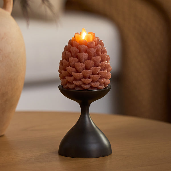 luminara Caramel Café Flameless Candle Pinecones