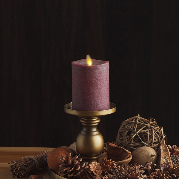 luminara Chalky Raisin Flameless Candle Pillar