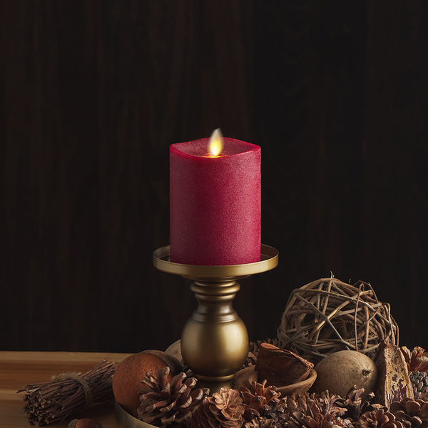 luminara Chalky Red Flameless Candle Pillar