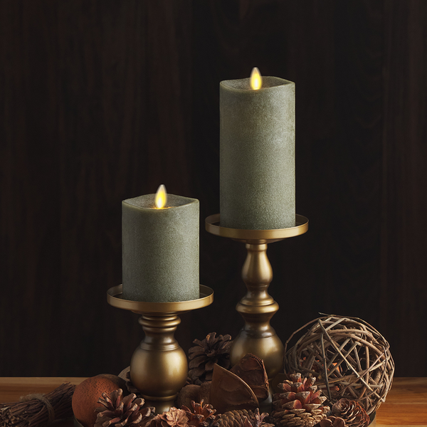 Luminara Chalky Stone Grey Flameless Candle Pillar