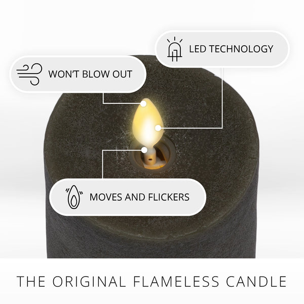 Luminara Chalky Stone Grey Flameless Candle Pillar